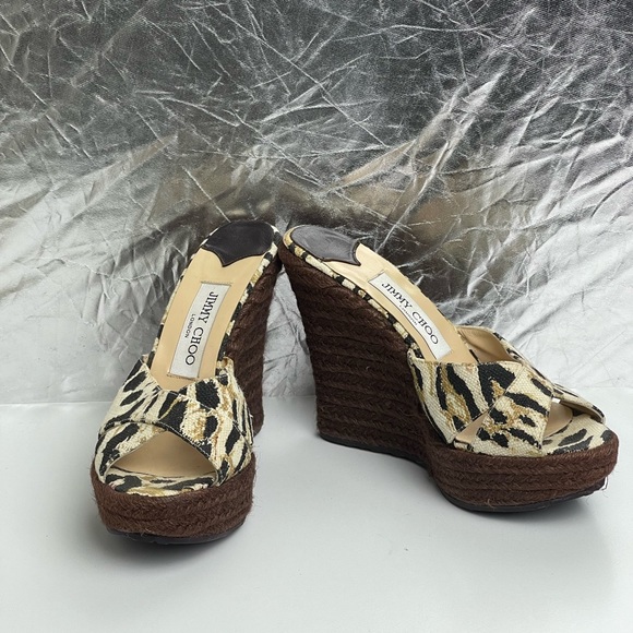 Jimmy Choo Shoes - Jimmy Choo Canvas Colorblock Pattern Espadrilles Wedge Heels